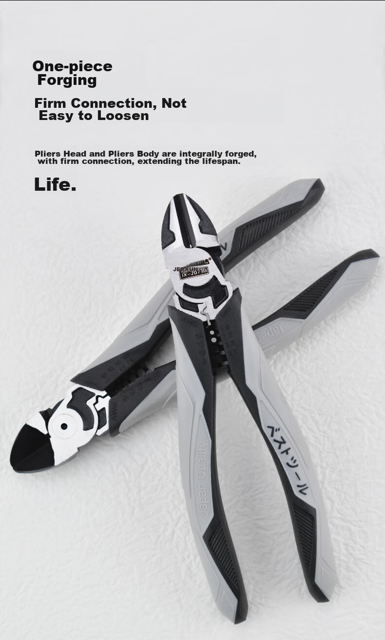 JERXUN Diagonal Cutting Pliers, 7-Inch Offset Diagonal Wire Strippers And Crimpers, Multifunctional Labor-Saving Electronic Pliers Tool 5