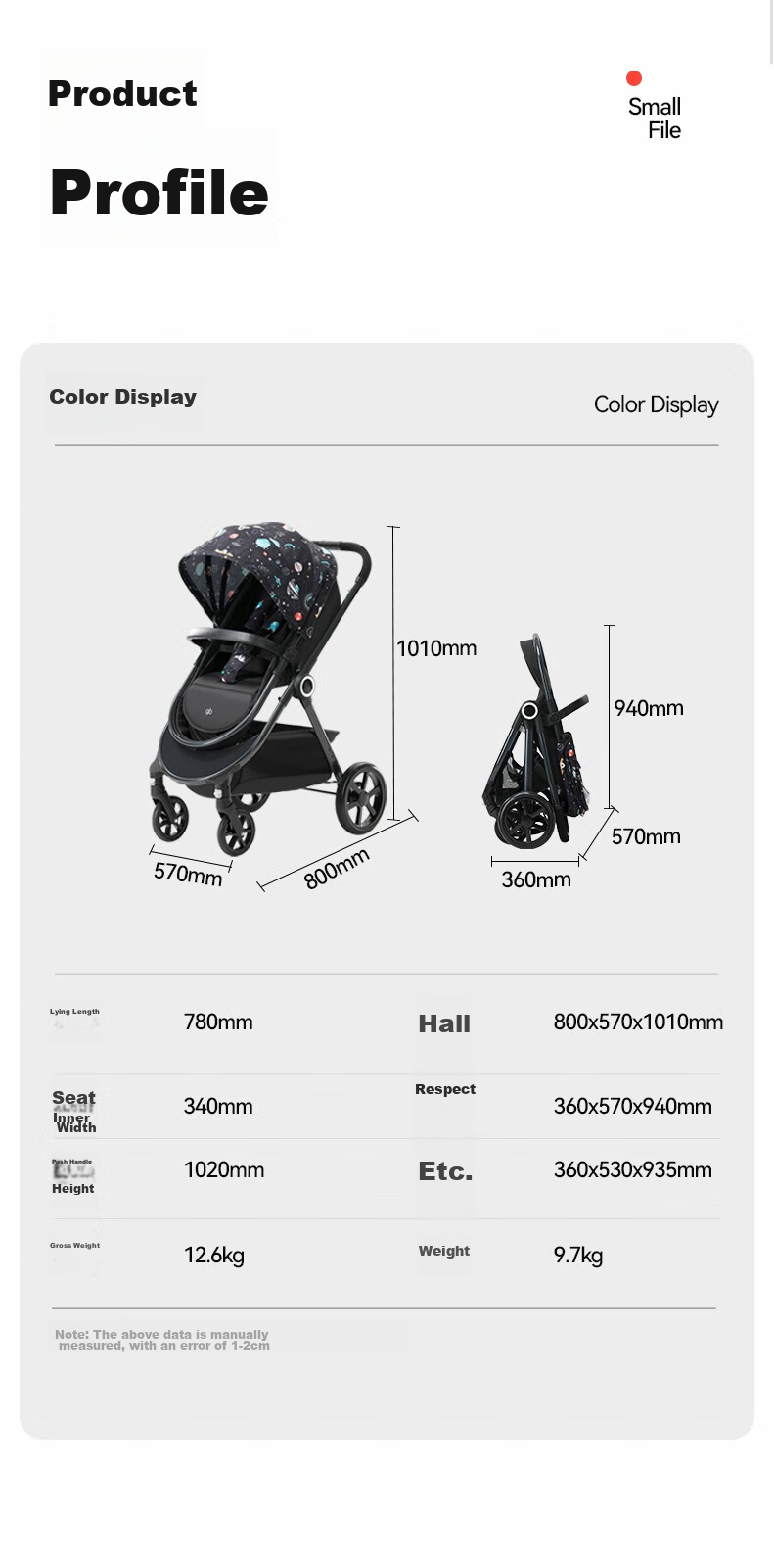 Gb Stroller with Reclining And Sitting Positions, Reversible, High Landscape View, Foldable Baby Carriage GB101 15