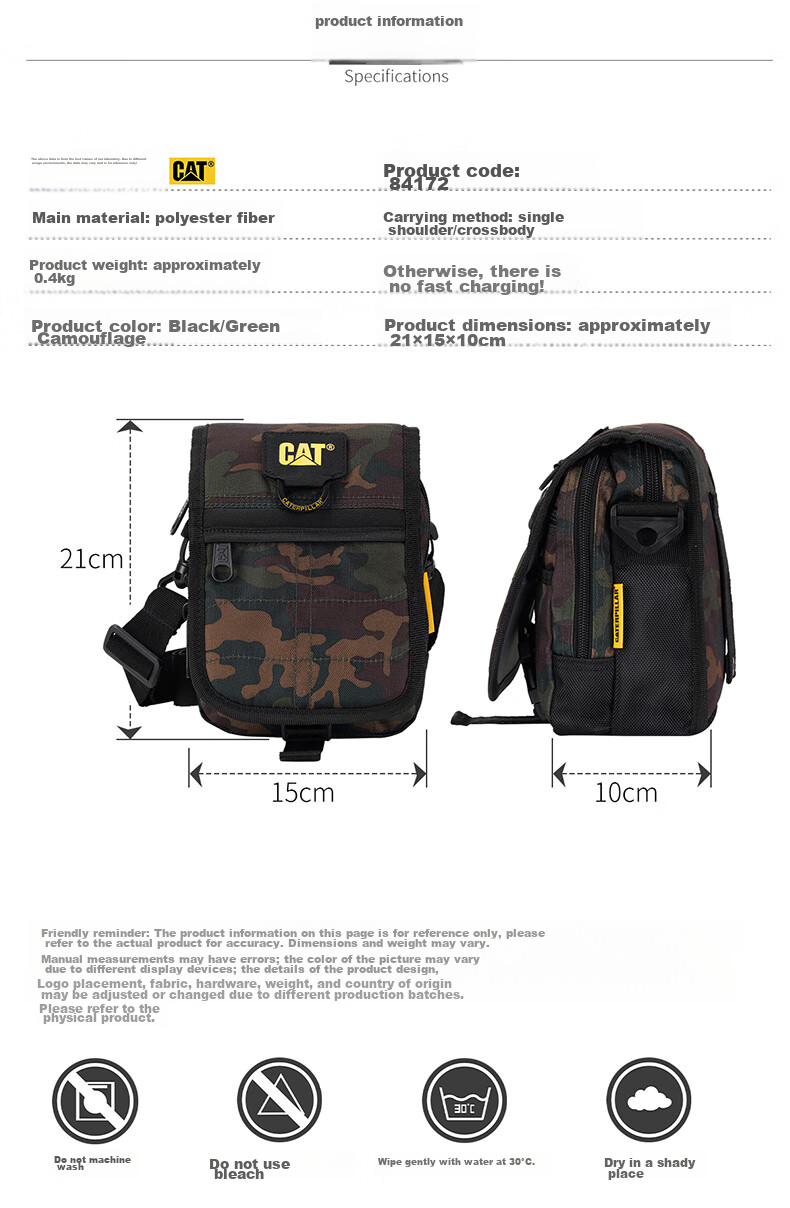 CAT Crossbody Bag, Shoulder Bag, Casual Mini Purse, Belt Bag, Flip-Top Bag, Tactical Workwear Gift, Dark Pattern Black 84172 7