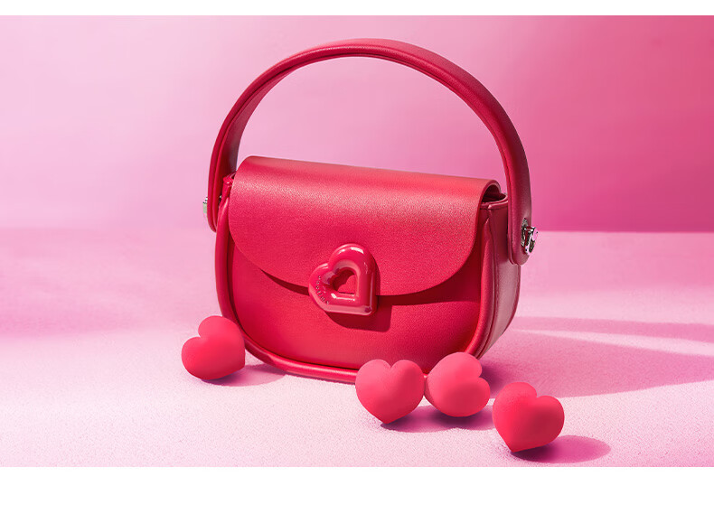 ONETIME Sweet Cool Time Peach Heart Bag, Niche Fashion Versatile Exquisite New Style Student Handbag for Going Out And Classes, Red 1
