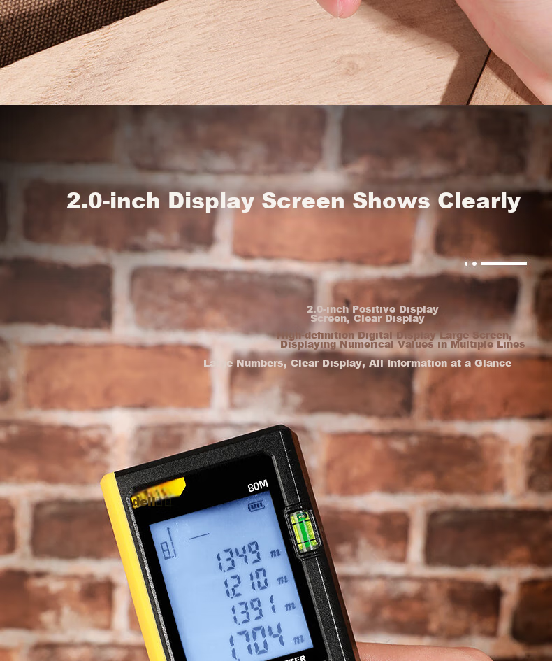 Deli Green Laser Rangefinder, Lithium Battery-Powered Voice-Activated Handheld Device, 120-Meter Range, High-Precision Room Measuring Instrument 4