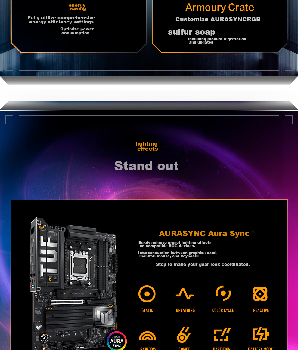 ASUS TUF GAMING X870-PLUS WIFI Motherboard, Supports CPU 9850X3D/9950X3D/9800X3D (AMD X870/socket AM5) 23