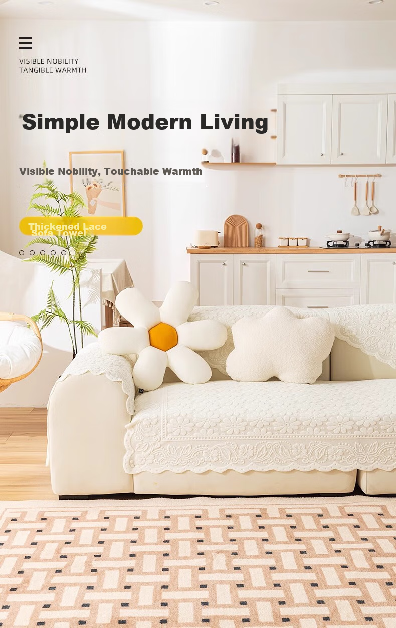 AVIVI Lace Sofa Cushion Cover, Sofa Throw Blanket, All-Season Universal Backrest Armrest Cover, 75*90 Cm, Spring Orchid Autumn Chrysanthemum Patter 1