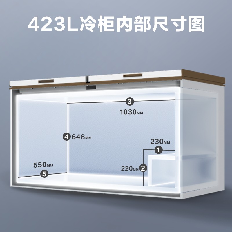 美的(Midea)423升 商用大容积卧式单温冰柜 冷藏冷冻转换冷柜 单箱变温冰箱 BD/BC-423DKEM(E)