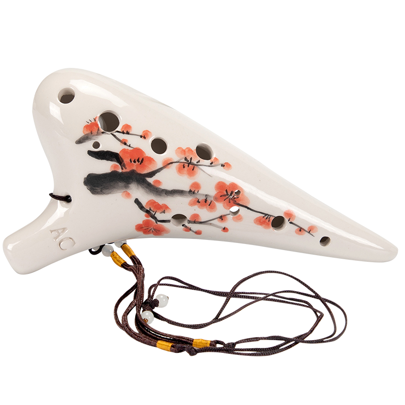 Xiangsiniao 12-Hole Ocarina, Alto C Key, Twelve-Hole Ac-Burned Magnetic Flute for Beginners, Plum Blossom, XS2034