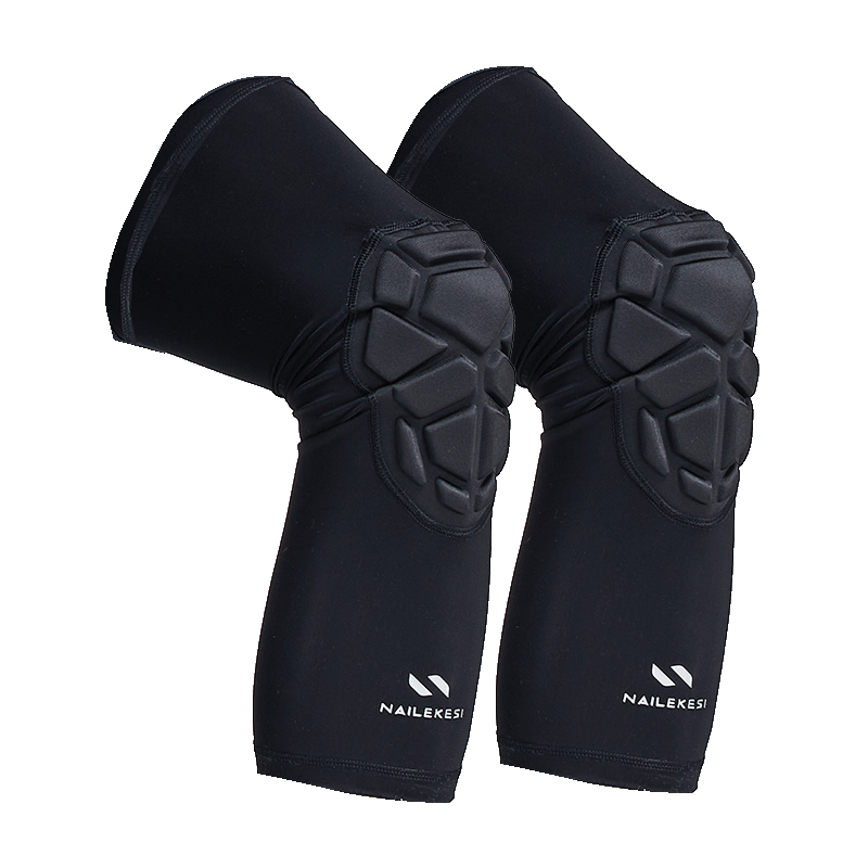 NAILEKESI N Sports Basketball Knee Pads for Men, Professional Running Kneeling Joint Protection, Football Long Thick Honeycomb Anti-Collision XL Size