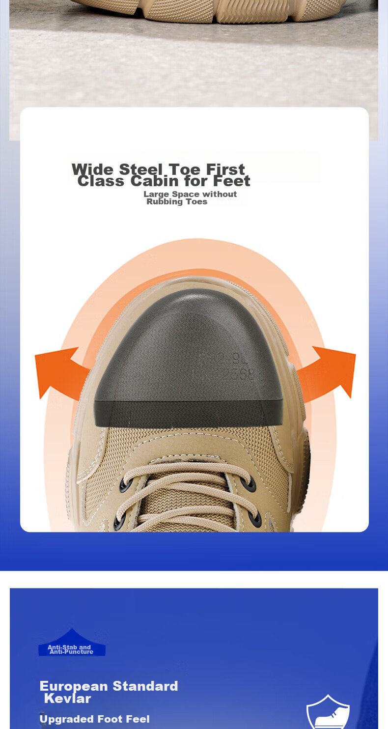 Lanoudun Safety Shoes for Men, Breathable, Lightweight, Soft-Soled, Comfortable, Steel Toe Cap, Anti-Smashing, Anti-Puncture, Safety Work Shoes DL232 Size 44 9