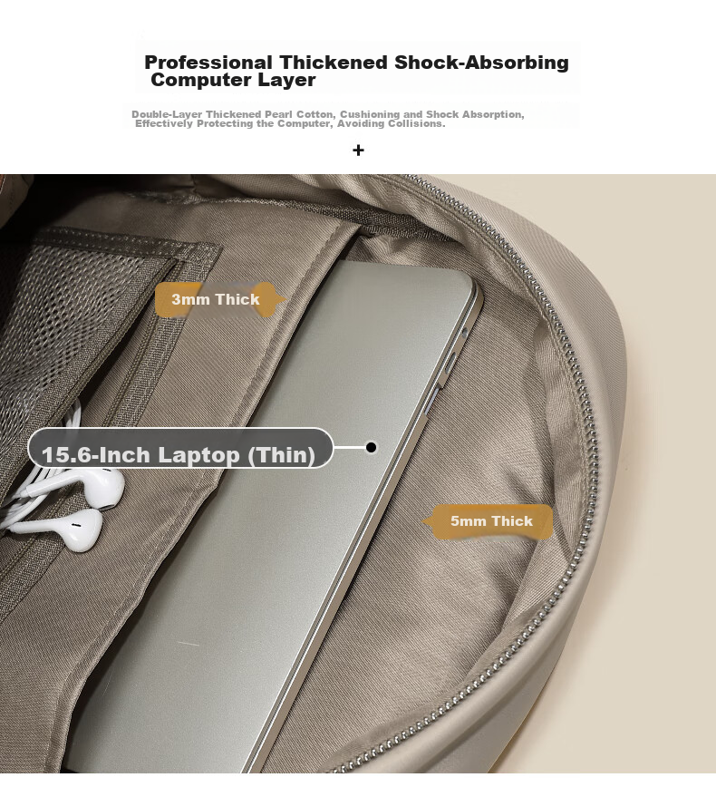 Laifu 14-Inch Laptop Bag, Women's Commuter Backpack, Large Capacity Schoolbag, Travel Backpack 7