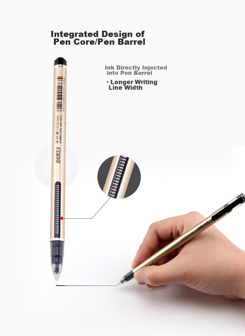 BAOKE PC3948A Full Needle Tube 0.5mm Black Gel Pen Student Exam Writing Office Signature Pen 12pcs/Box 3
