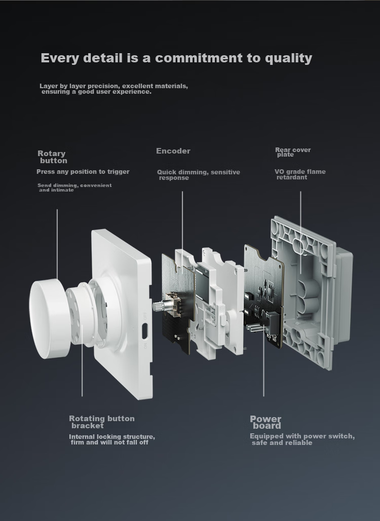 Yeelight Lingdong Switch Socket, Double Switch Suitable for Living Room And Bedroom, Ceiling Light Wall Switch, Self-Rebound, Non-Detachable 12