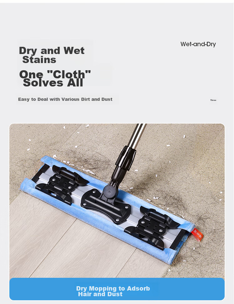 MARYYA Flat Mop with Cloth, 40cm 2 Mops, Extended Handle for Wooden Floors, 2026 Large Dust-Removing Mop 5