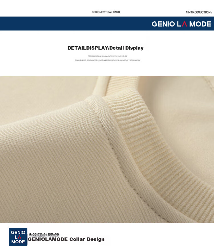 GENIOLAMODE Men's Sweatshirt, Japanese-Style Solid Color Casual Round Neck Pullover Top, Loose Comfortable Versatile Long Sleeve 16