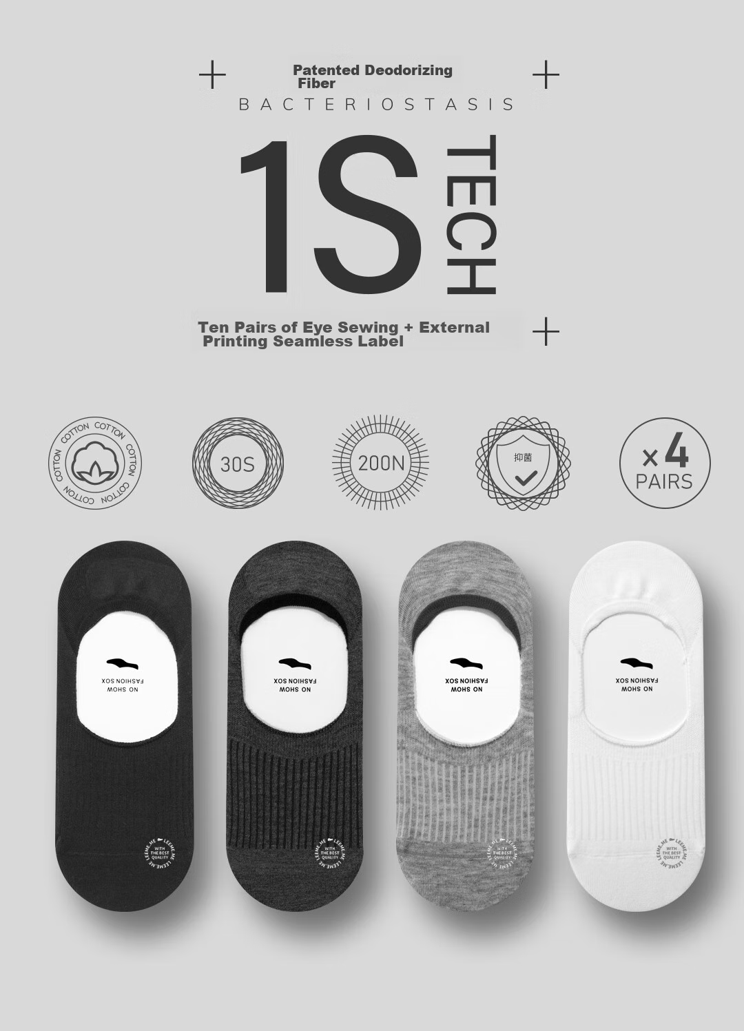 Limi [Deodorizing And Antibacterial] Men's Socks, Autumn Anti-Odor Invisible Boat Socks, Sweat-Absorbing Breathable Men's Socks, Short Socks for Me 1
