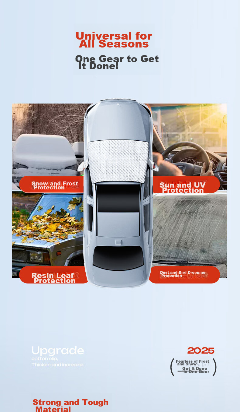 Xianniao Car Front Windshield Snow Cover, Thickened Half Cover, Winter Season Anti-Snow, Anti-Frost, Anti-Freezing Glass Cover 11