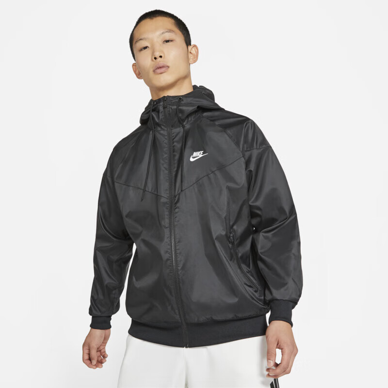 NIKE Men's Spring And Summer Woven Hooded Jacket, Sports Casual, DA0002-010 Black L