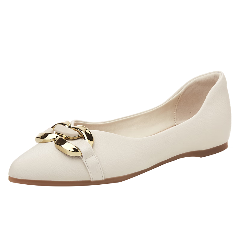 DAPHNE Flat Shoes, Soft Sole, Fashionable Women's Flats, Professional Commuter Shoes, Pointed Toe Loafers, 4623101057, Beige, Size 38
