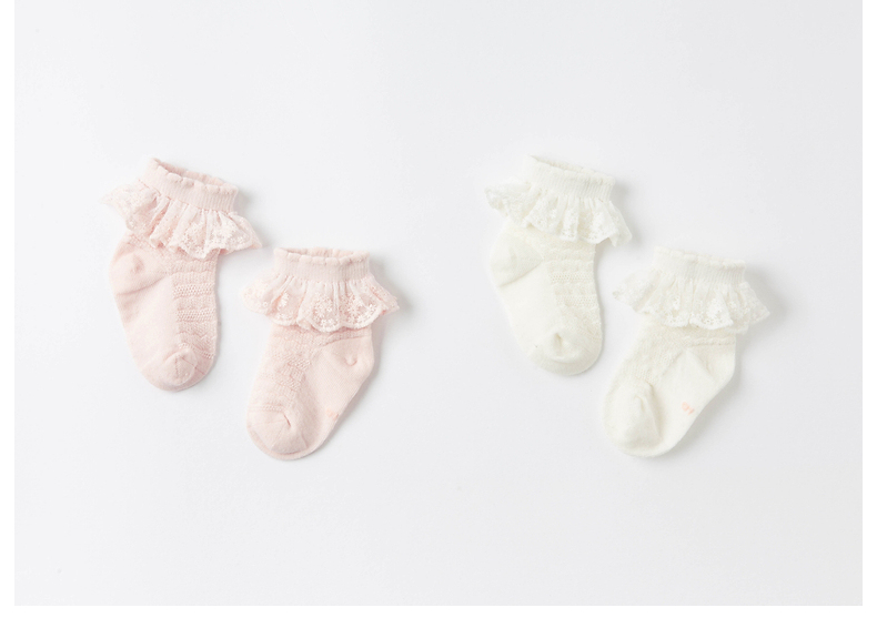 DAVE & BELLA Girls' Summer Short Socks, DB17732, Pink And White, Size 9CM 11
