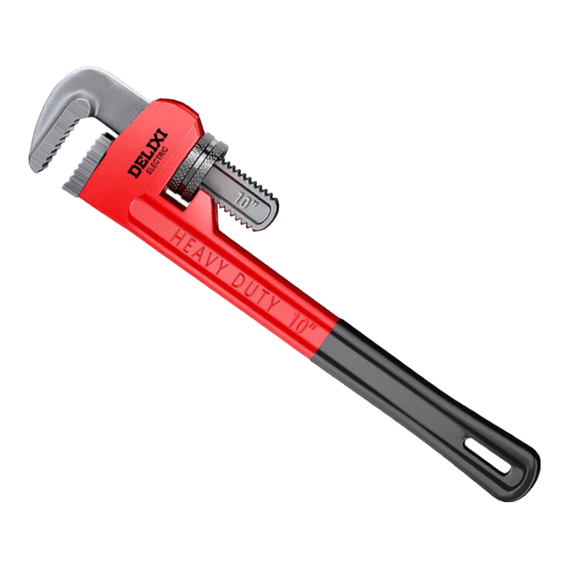 DELIXI ELECTRIC Pipe Wrench, Pliers for Pipes And Wires, Multi-Functional Self-Tightening Reinforced Model with Plastic Coating, 10 Inches