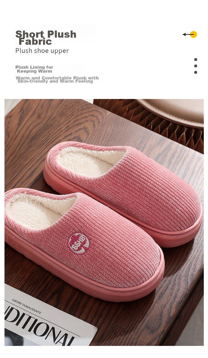 GUOLUOFEI Spring And Autumn Thick-Soled Slippers for Men And Women, Indoor Home Cotton Slippers, Gray, Size 42-43 4