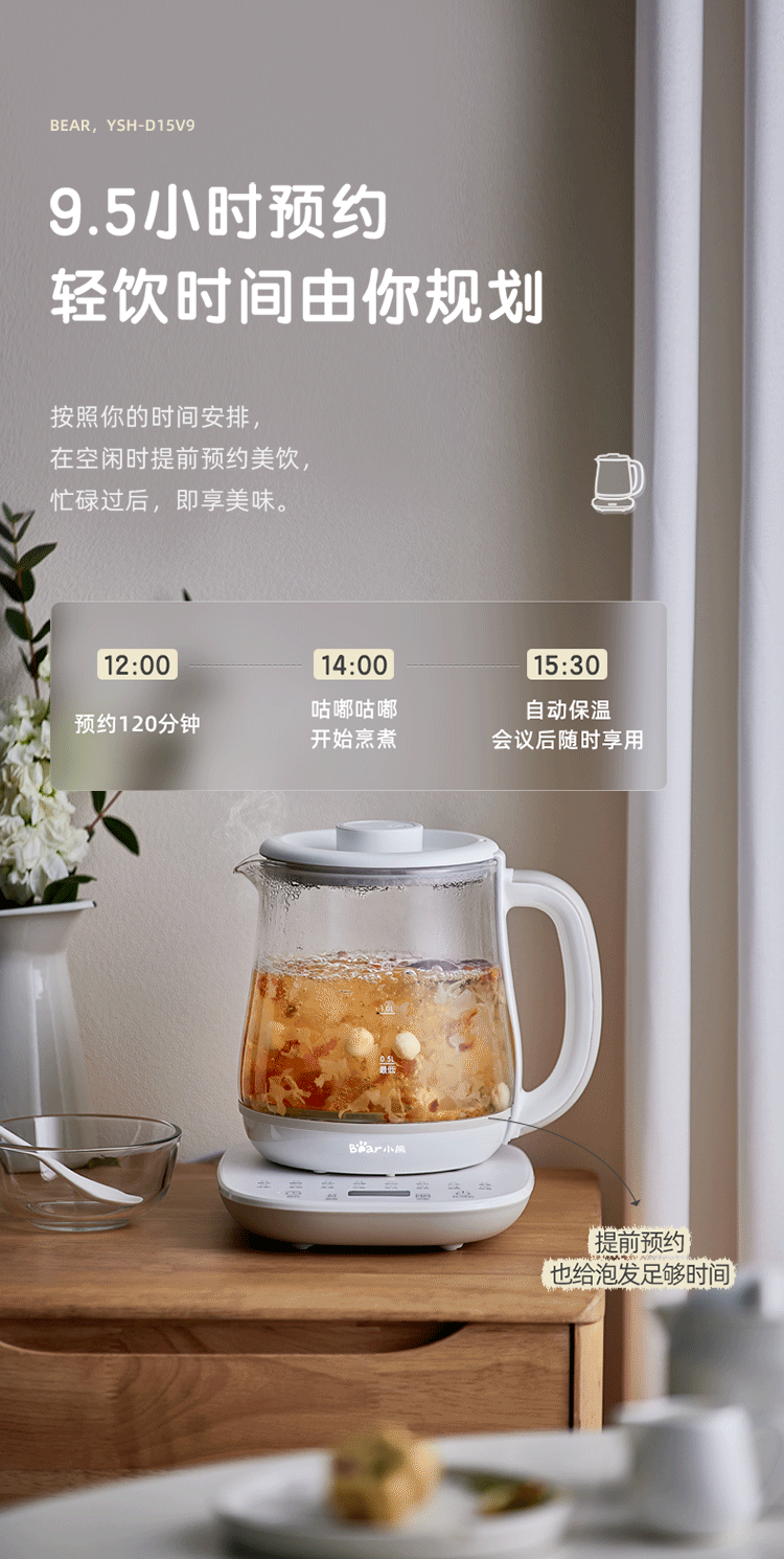 Bear Decoction Pot, Chinese Herbal Medicine Pot, Automatic Electric Sand Pot for Decocting, 4L Large Capacity JYH-S40D1, Double Decoctio 9