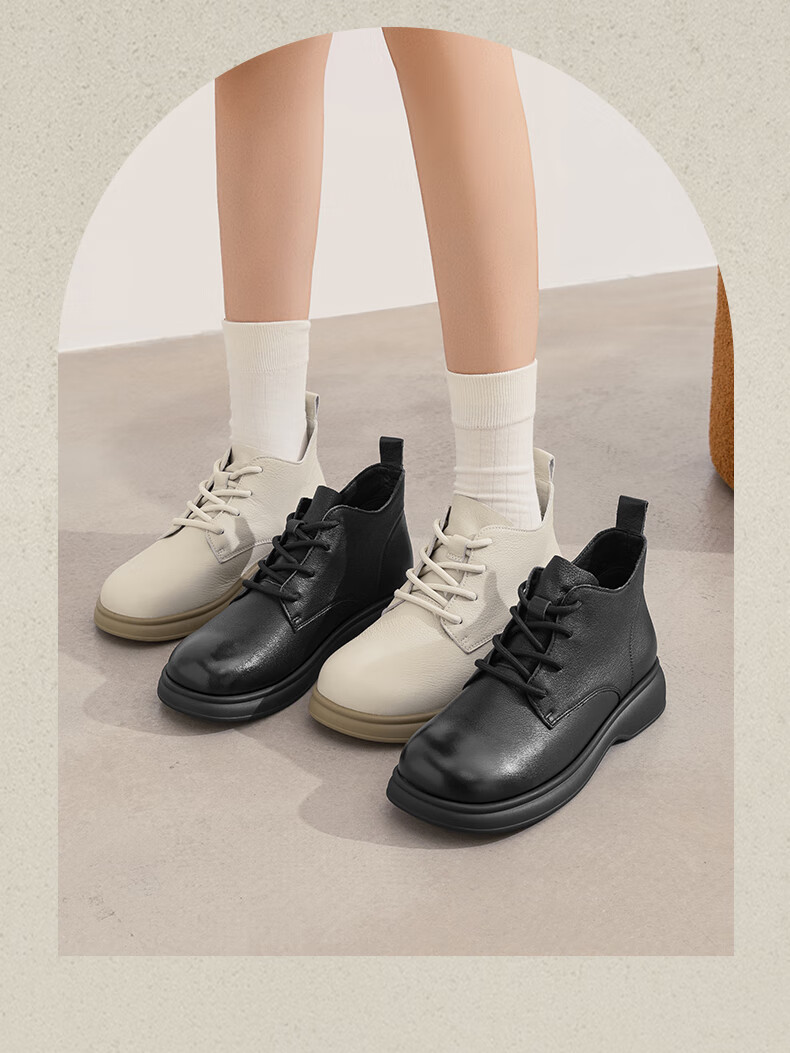 RED DRAGONFLY Martin Boots 25 Autumn Cowhide Comfortable Soft Sole Short Tube Women's Vintage Motorcycle Boots WBC35242 Black Size 39 1