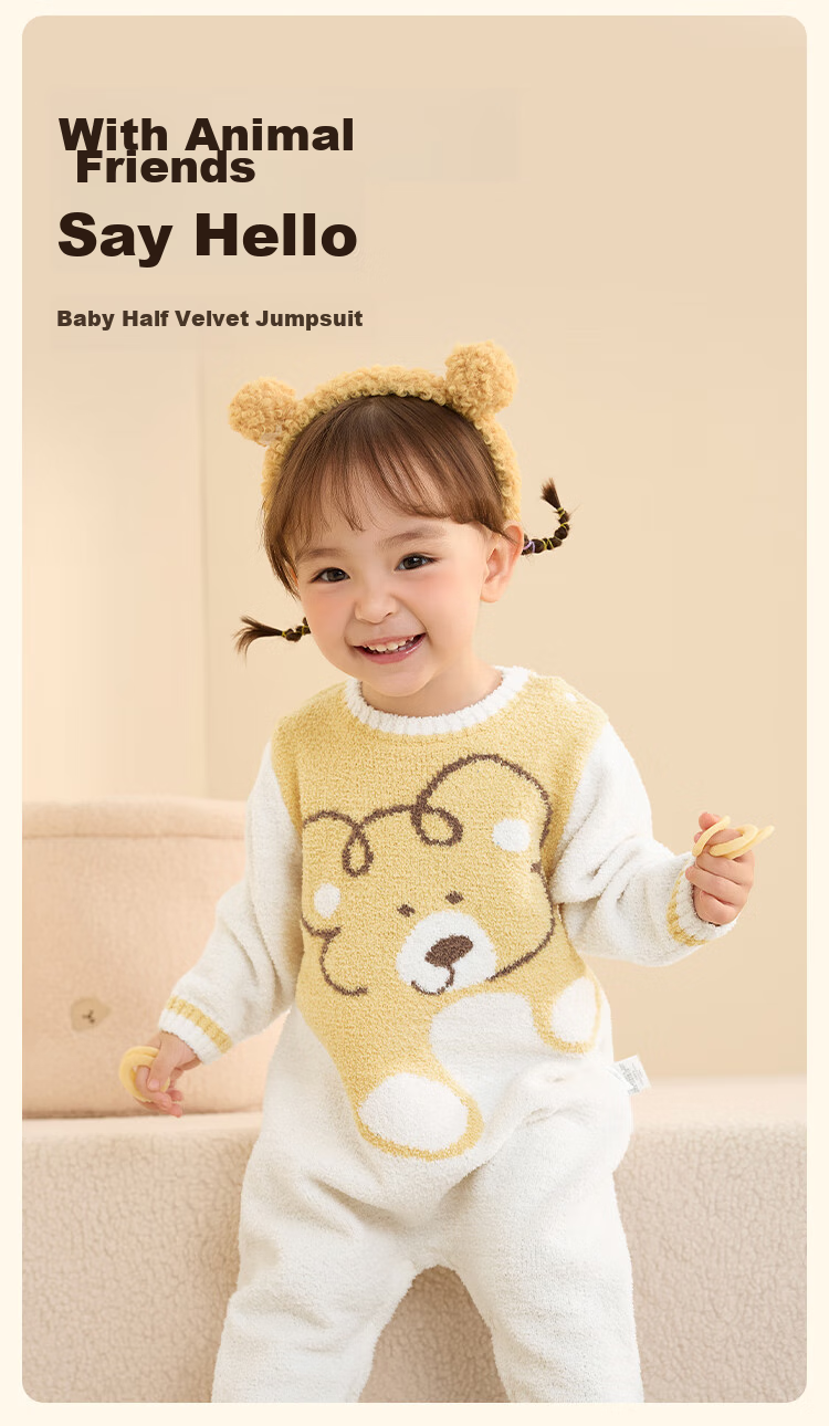 BALABALA Children's Clothing, Baby Romper, Newborn Onesie, Warm Half-Fleece Winter Outfit, Soft And Cute, 209425133201 2