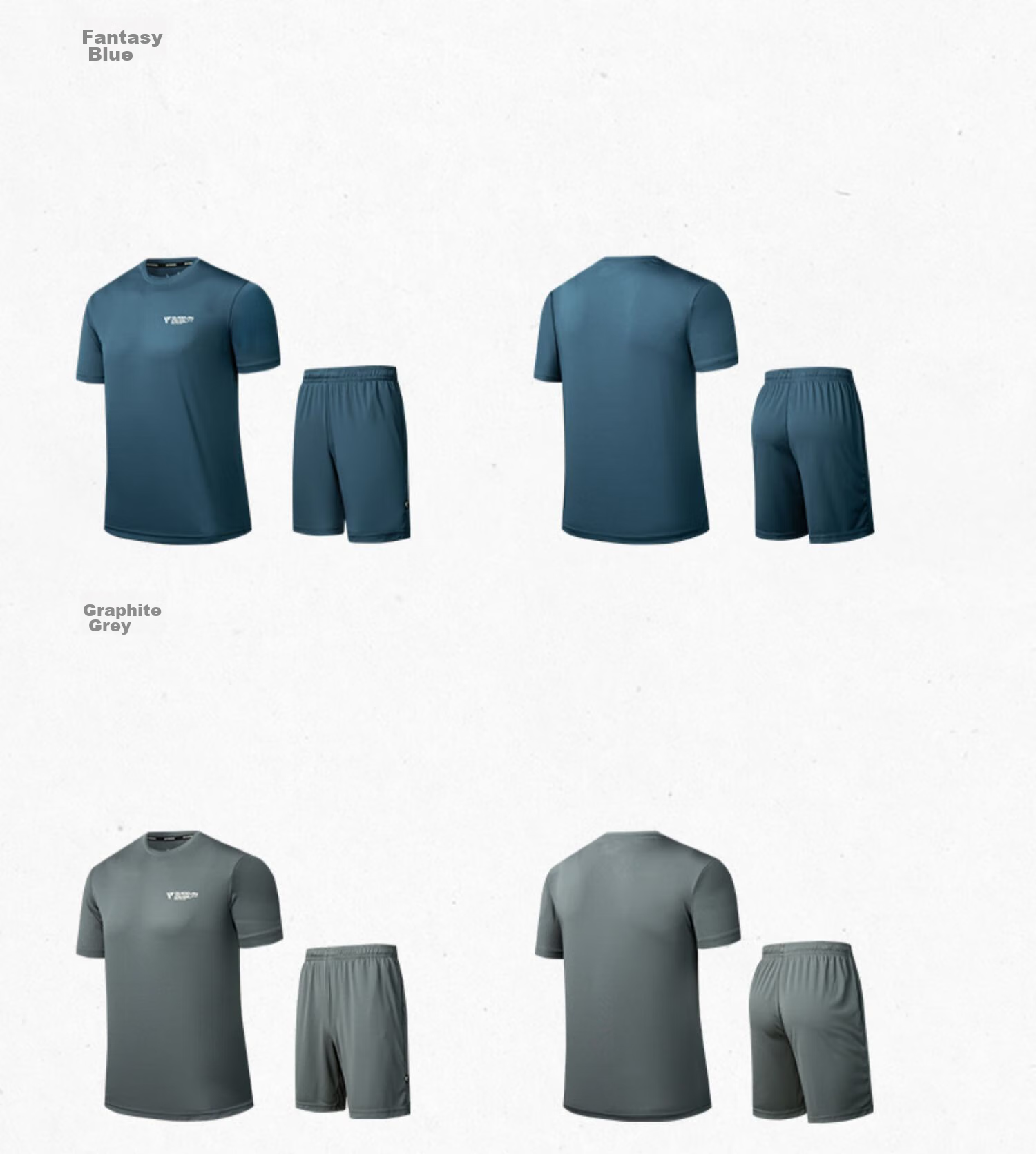 QIAODAN Running Sports Set for Men, Quick-Dry Short-Sleeve T-Shirt, Knee-Length Shorts, 2-Piece Sportswear Set 16