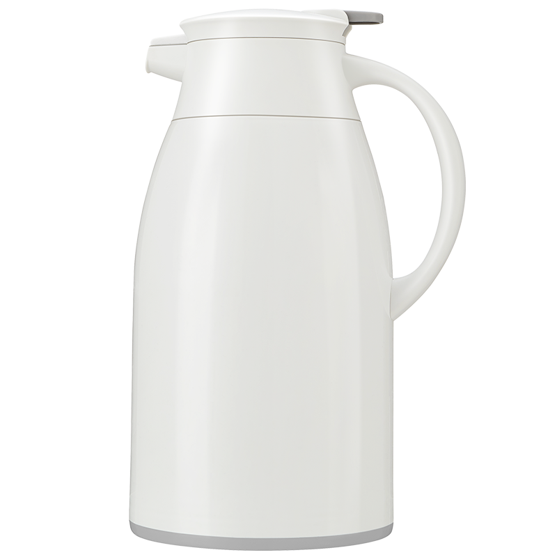 JEKO&JEKO Insulated Water Bottle for Home Use, Large Capacity Thermos Flask with Glass Liner for Dormitory, Hot Water Jug, Light Gray, 1.9L