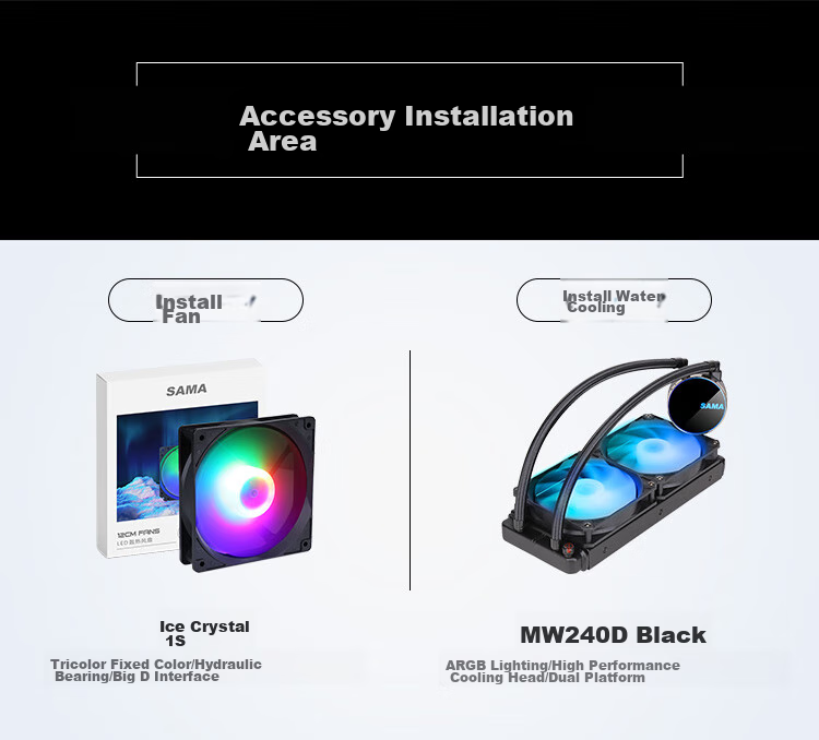 SAMA Pingtouge M9 Black, Desktop M-ATX Computer Case, Glass Side Panel/ Front Mesh Cooling/ Supports 360mm Water Cooling/ Standard Type-C Port/ Three-Sided Dust Protectio 6