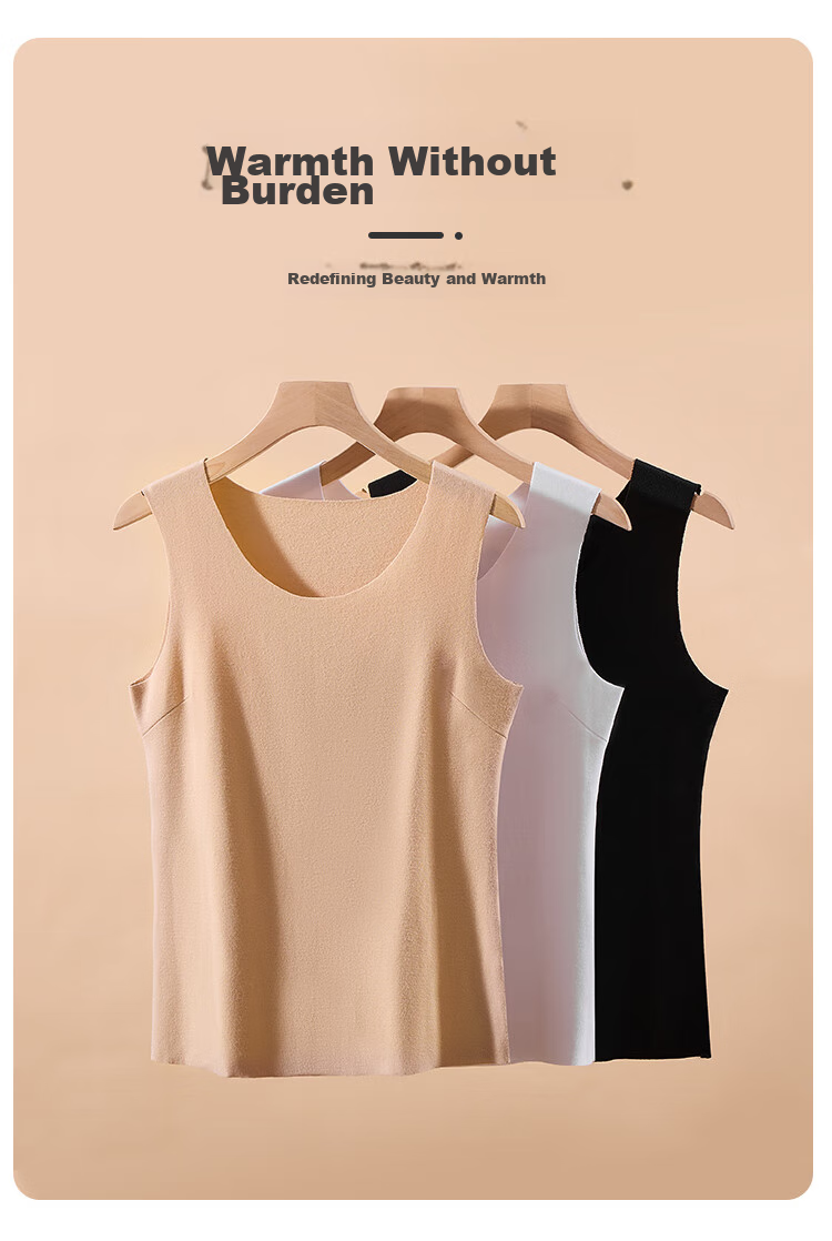 MiiOW New Cotton Modal Women's Thermal Vest, Soft Fleece Heating Silk Seamless Inner Layer Skin-Friendly Base Shirt, Black M 6