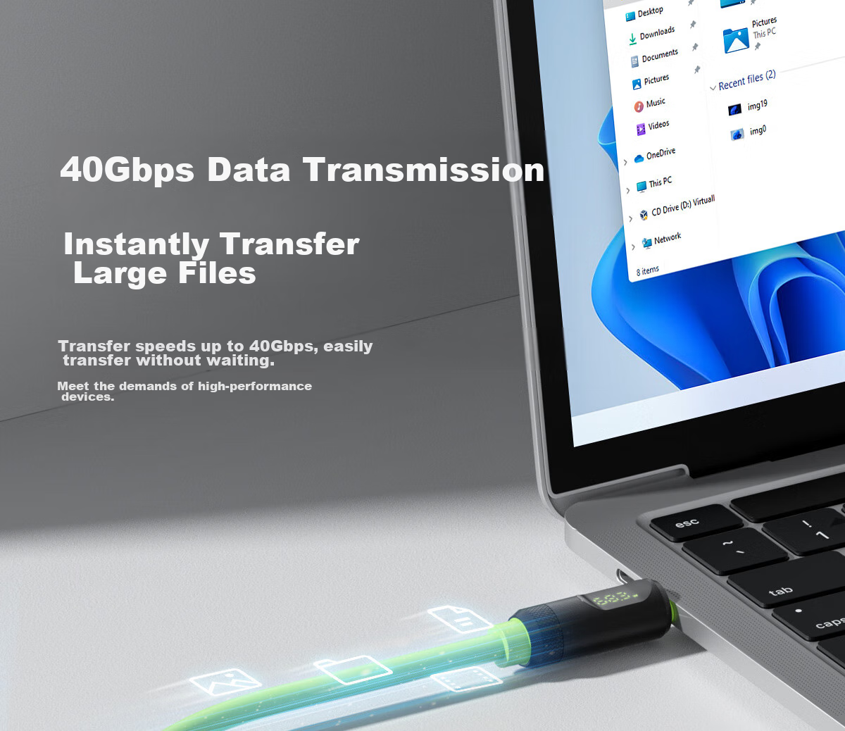 Hagibis Type-C Full-Function Digital Display Data Cable, Compatible with Thunderbolt 4 Dual-Head USB4, Suitable for IPhone 17 Charging Cable, PD Fast Charging, Hard Drive High-Speed Transmission, Silicone Video Cable 15
