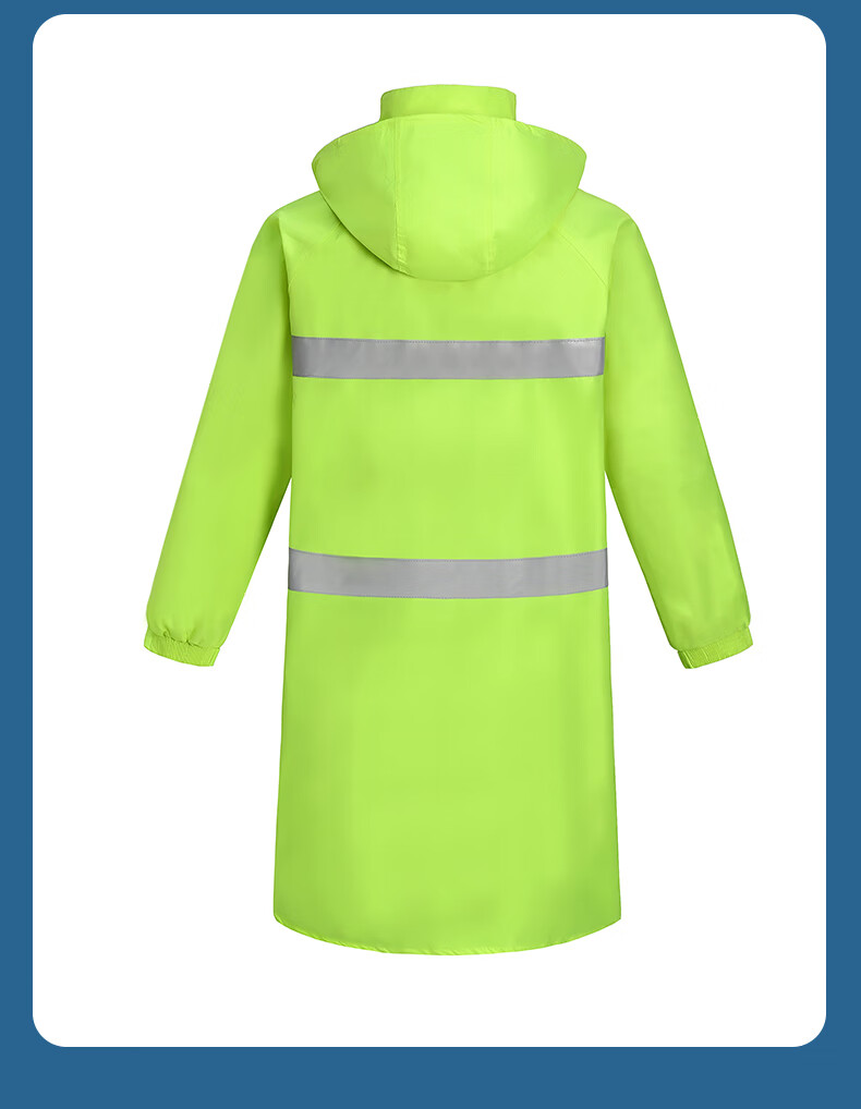 Caiyile Long Raincoat Adult Heavy Rain Flood Outdoor Construction Safety Reflective Work Rain Poncho Long Raincoat Fluorescent Green 2XL 3