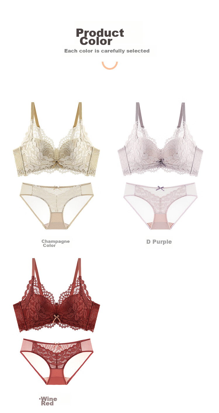 Moonbadi Women's Bra Set for Small Breasts, Push-Up, Wireless, Lift, Sexy Lace Side Support Bra for Side Boob Reductio 11