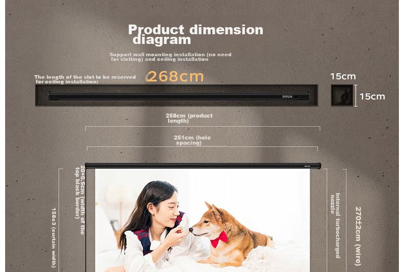 Deli 120-Inch 16:10 (Compatible with 16:9) Remote Control Electric Projection Screen, Compatible with Jianuo, XGIMI, Dangbei Projectors, Projector Screen 50443 21