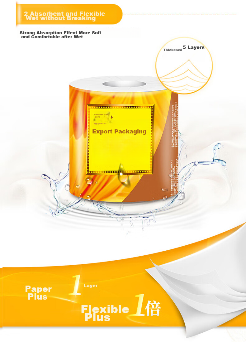 Shunqingrou Core Roll Toilet Paper Export Packaging, 5-Ply, 180g*27 Rolls, Easy-Dissolving, Thickened Toilet Tissue (Sold by Box) 5