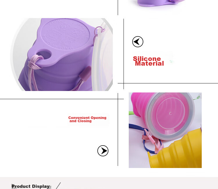JAJALIN Travel Outdoor Folding Cup, Portable Extendable Handheld Cup, Silicone Large Capacity Water Bottle, Coffee Mug, Sports Mouthwash Cup 2