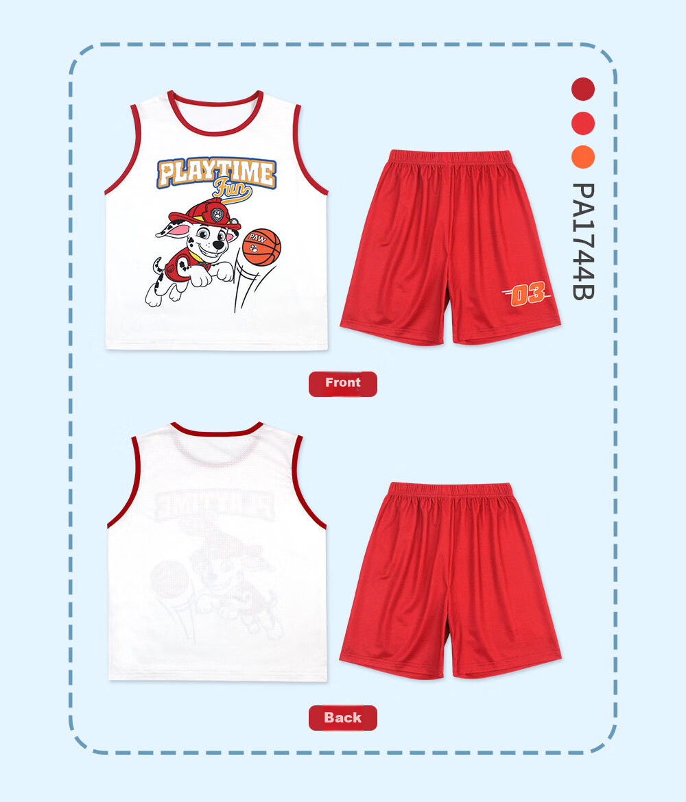 PAW PATROL Class A Children's Quick-Dry Vest Set, Boys' Shorts, Sports Summer Student Cartoon Children's Clothing PA1744A 100 12