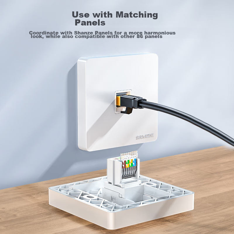 Модуль сети SAMZHE Cat5e, безвинтовой, RJ45, гнездо, прямой, MKC51