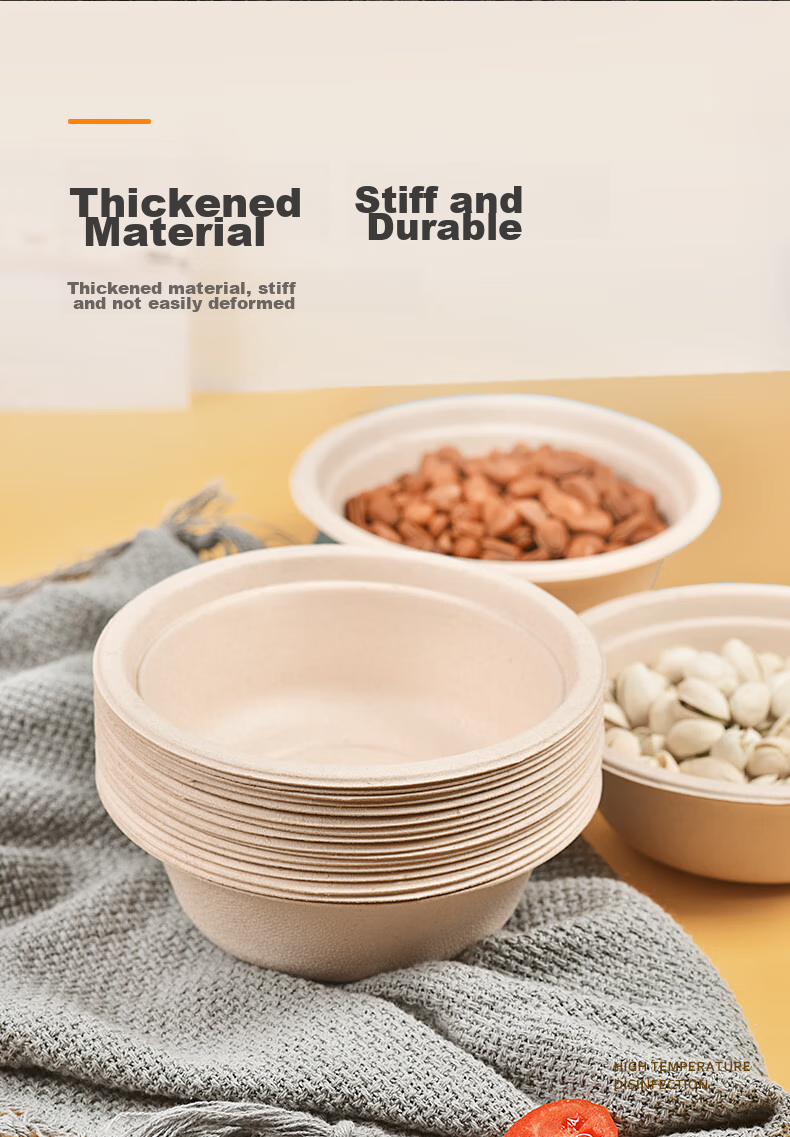 Xingfang Disposable Bowls And Chopsticks, Thickened Biodegradable Paper Bowls, Small Soup Bowls, Hot Pot Bowls, Picnic Plates, Sugarcane Pulp, 220ml*50 Pieces 5