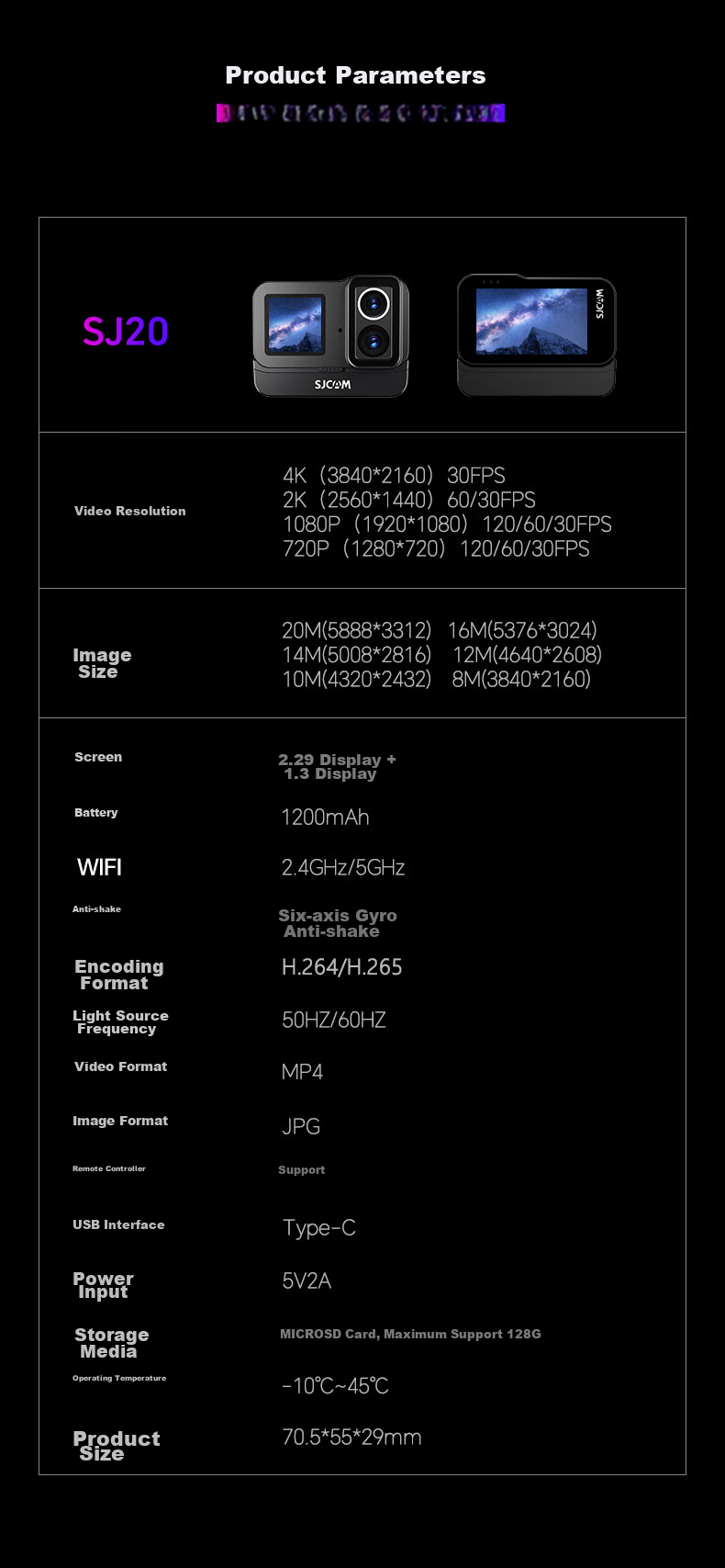 SJCAM SJ20 Night Shooting Dual Lens Anti-Shake Waterproof Action Camera Motorcycle Helmet Riding Recorder Outdoor Live Streaming Pre-Recording Vlog Fishing Head-Mounted Camera 128 17