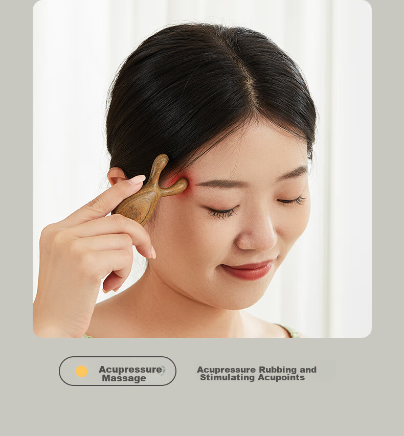Chuxin Natural Ebony Wood Eye Massager, Creative Deer Antler Nose Beauty Device, Facial Meridian Acupoint Massage Tool 15