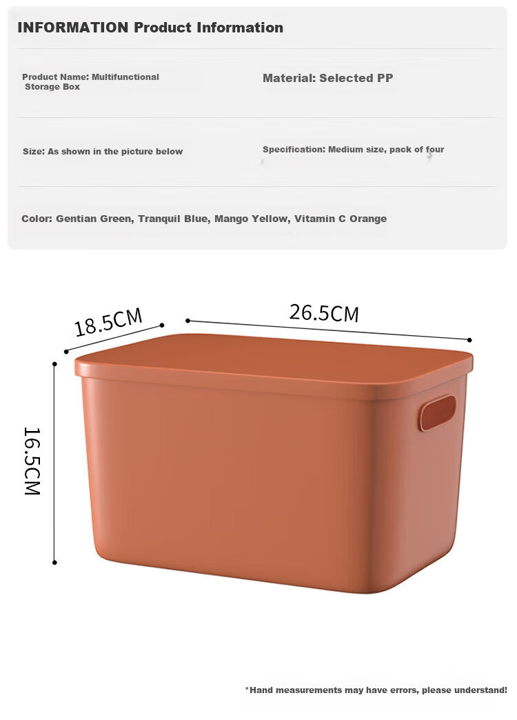 Shengnishangpin Storage Box, Desktop Organizer Basket, Medium Size 8L, Snack And Office Miscellaneous Storage Container, with Lid, Set of 4 5