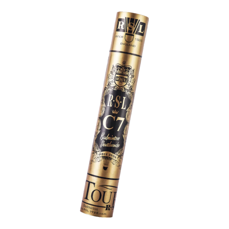 RSL Badminton Training and Competition Durable Duck Feather Shuttlecock Gold Crown C7 No. 76 Speed 12-Pack/Tube
