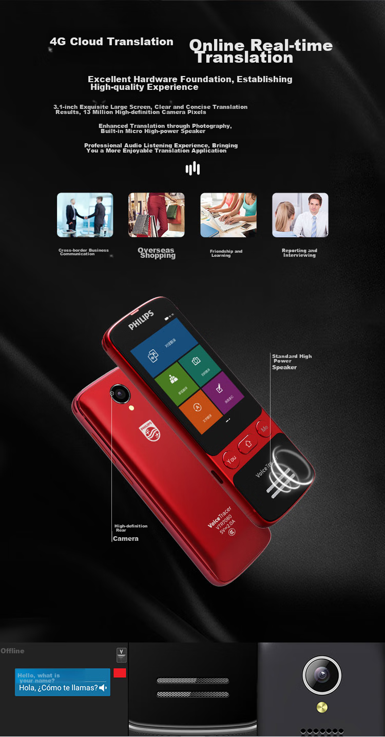 PHILIPS Real-Time Interpretation Device, Multilingual Translator, Portable Offline Translation Pen for Travel Abroad, Voice And Photo Smart Translator, Oral Real-Time Interpretation Equipment 8
