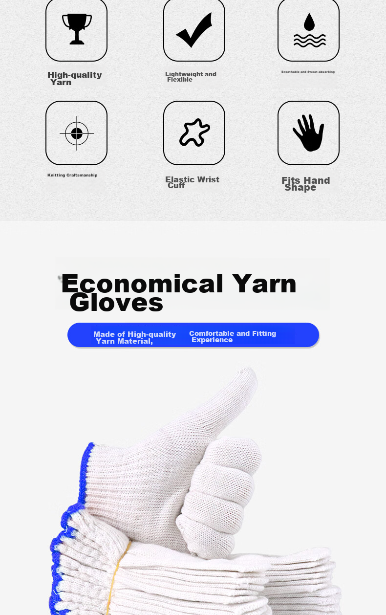 Aidier Cotton Work Gloves, Thickened 600G, 12 Pairs/pack, for Workshop, Construction Site Labor, [Full Weight] CW326324 2