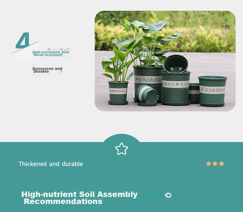 AOmeiyou Gallon Planter Pot, Resin Breathable Anti-Rot Root Plastic Planting Pot with Tray, Integrated Large Thick Home Use 14