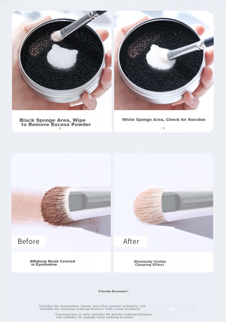 Chense Dry Cleaning Concealer Brush, Makeup Brush Cleaning Box, Sponge Beauty Blender, Powder Puff Cleaning Agent Tool, Portable 4