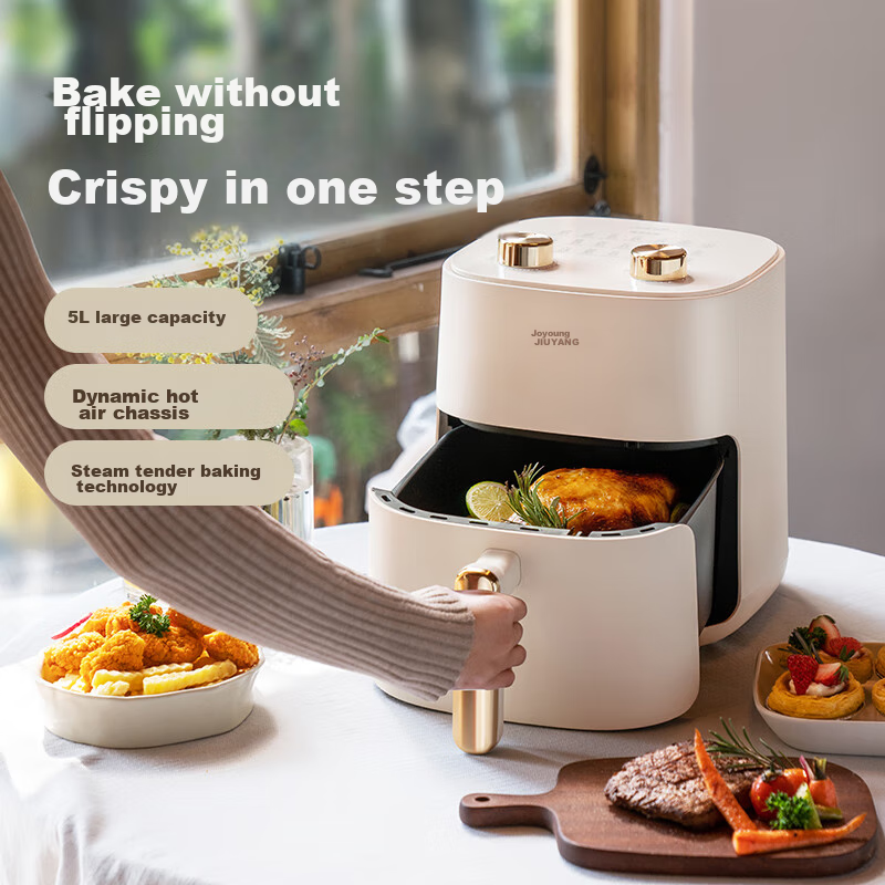 Joyoung Home 3D Non-Stick Air Fryer with Adjustable Temperature And Time, 5.3L Non-Stick Easy-Clean Air Fryer KL50-V515
