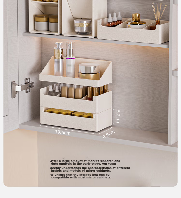 Xitianlong Right-Angled Mirror Cabinet Storage Box, Cosmetics Lipstick Desktop Organizer, Bathroom Vanity Storage Rack, Basic Model 15