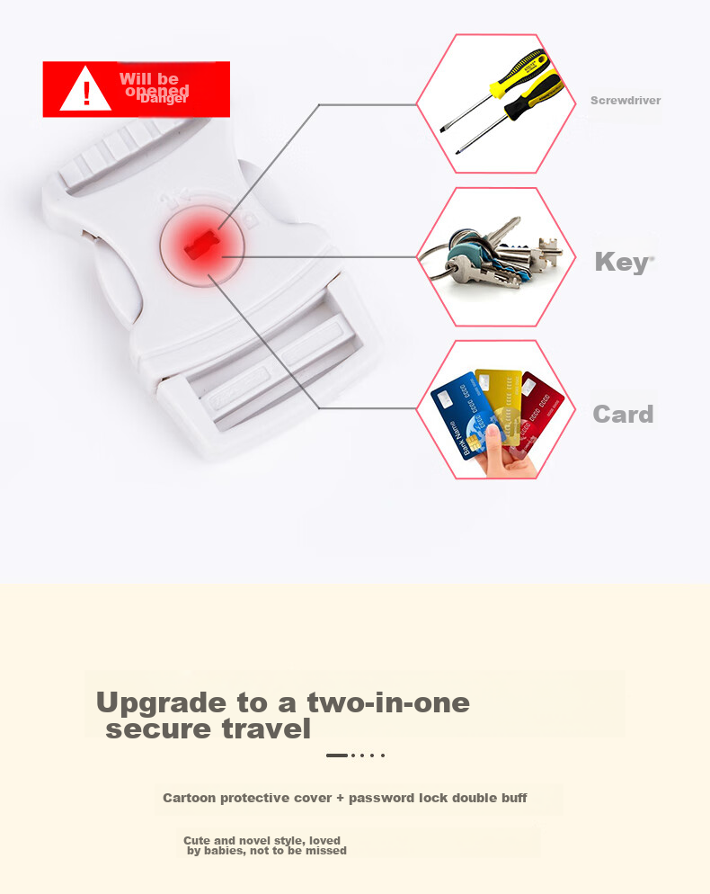 Hengkaili Children's Anti-Lost Strap with Leash, Baby Anti-Lost Wristband, Child Safety Device, Cartoon Password Lock, Anti-Lost Rope 4